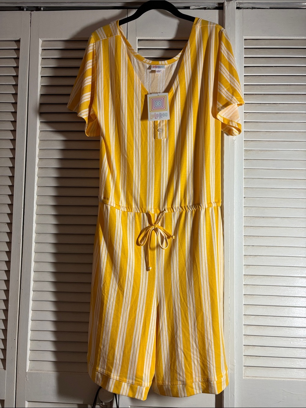 NWT Yellow & White Striped Short Sleeve Romper